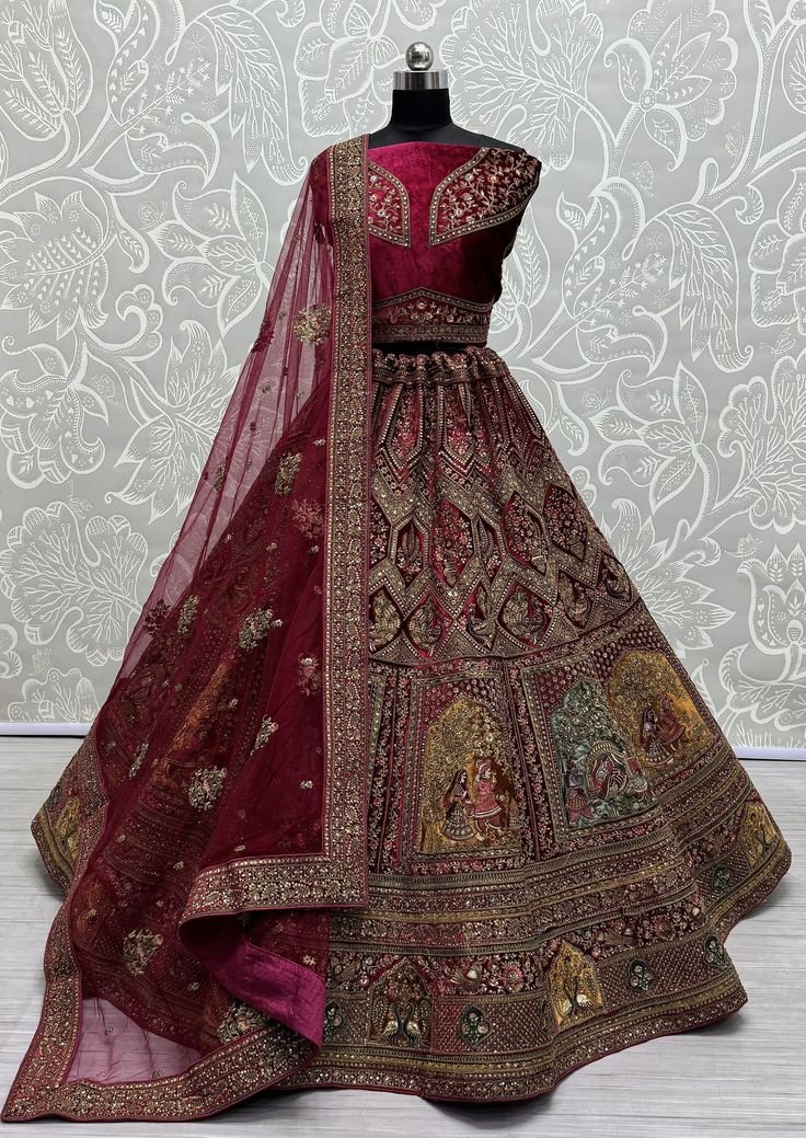 Sabyasachi velvet Bridal Lehenga Blouse for women wedding Designer lehenga choli Latest Made to measure Various pattern Lehenga choli